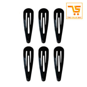 6-Pack Black Metal Snap Hair Clips